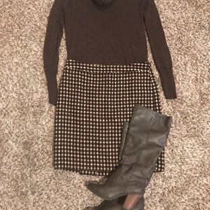 LOFT NWT Brown Tweed Skirt, Size 6